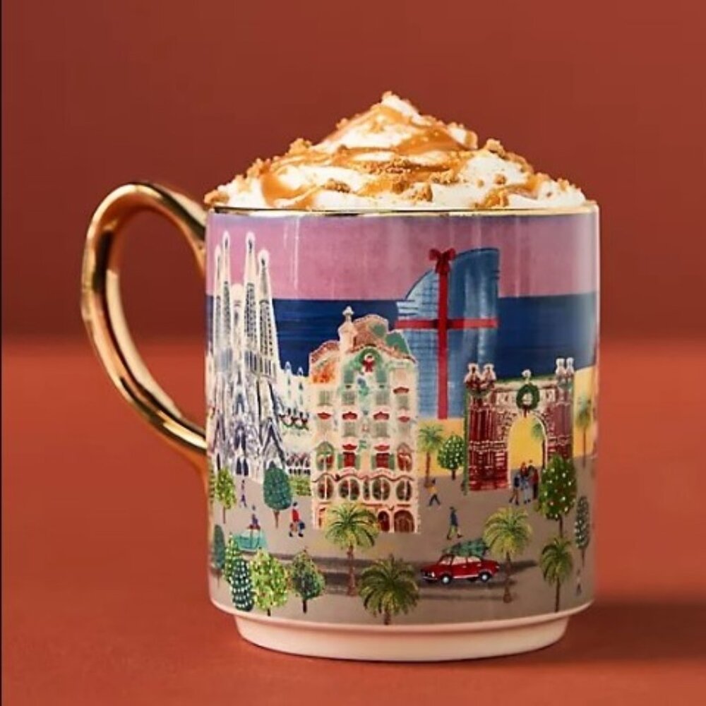 Anthropologie Holiday in the City Mug Barcelona 2024 Stoneware 13 oz New